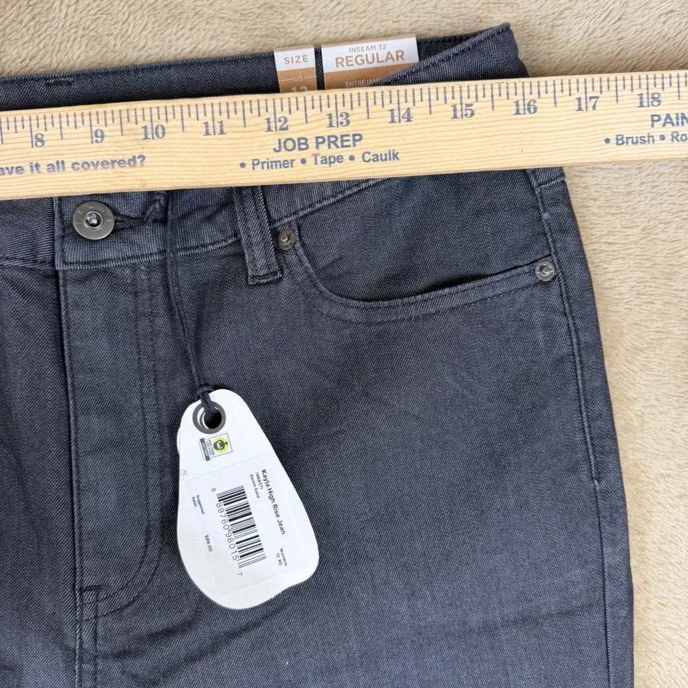 prAna Kayla High Rise Jean 12 Regular Dark Grey Denim Solid 1968371 NWT